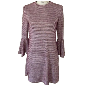 Speechless Maroon Striped Bell Sleeve Soft Knit Dress Size Extra Large XL